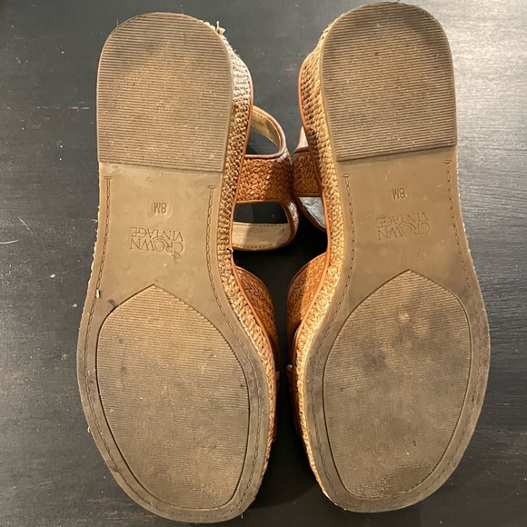 Crown Vintage Kehra Tan Woven Strappy Wedge Sandals - Picture 7 of 9